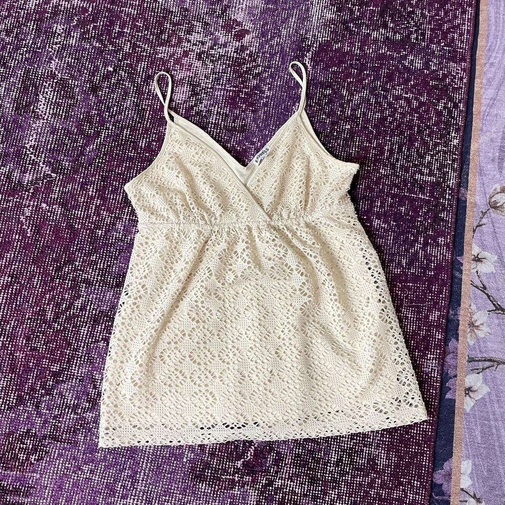 Y2K cream babydoll tank top boho whimsy fairy cottage coastal cowgirl | size M